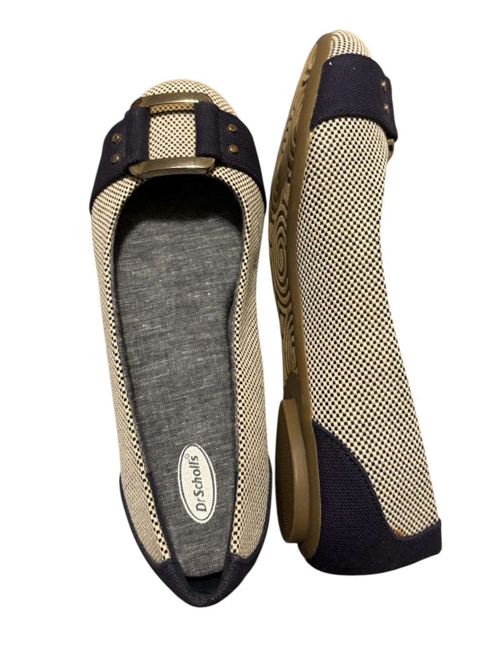 Dr. Scholl's Women's Ballet Flats Sz 6.5 Navy/Beige